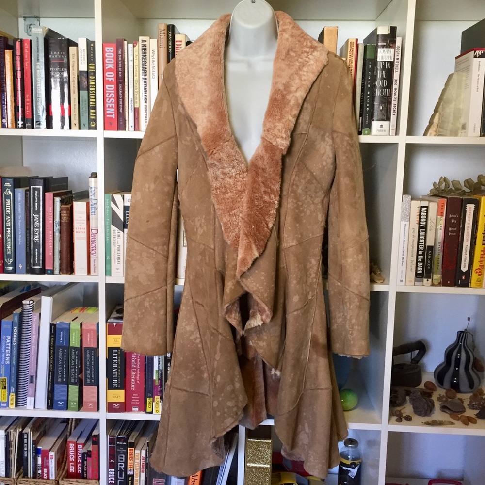 Arden B Shearling Leather Assymetrical Coat